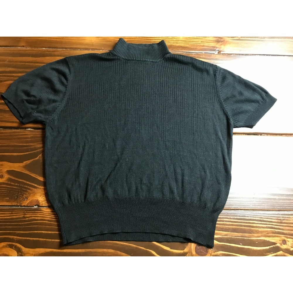 Field Manor Sweater, Women's Size XL, Black, Ribbed, 100% Silk, Cropped
